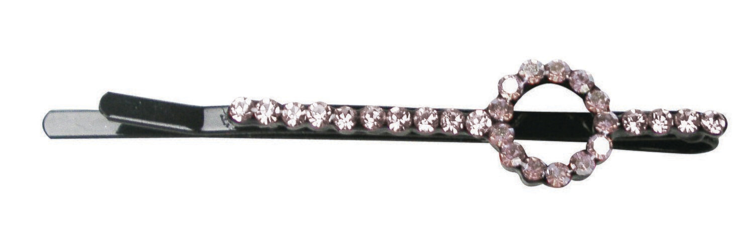WS Pink Diamond Circle on Slide Hair Clip - Haarklammer mit Strasssteinen