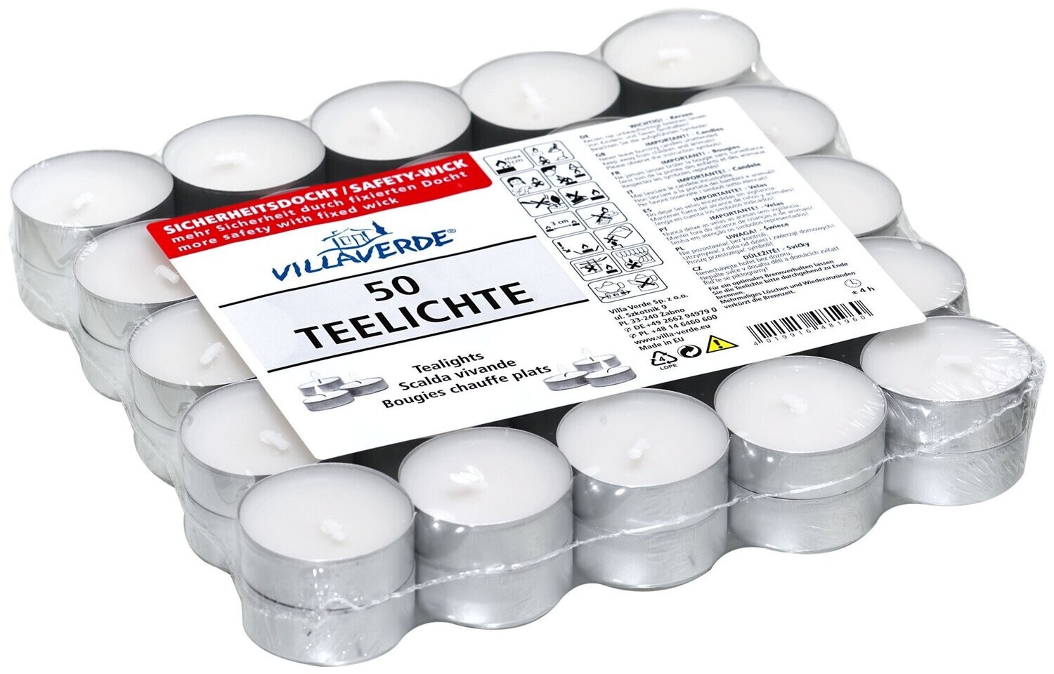 Teelichte 50er Flatpack weiß