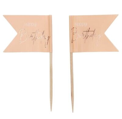 Tortendekoration Picks Fähnchen Elegant Lush Blush - 36 Stück