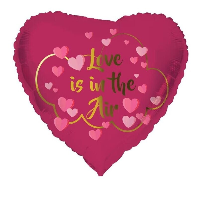 Folienballon Herzförmig Love is in the air - 45 cm