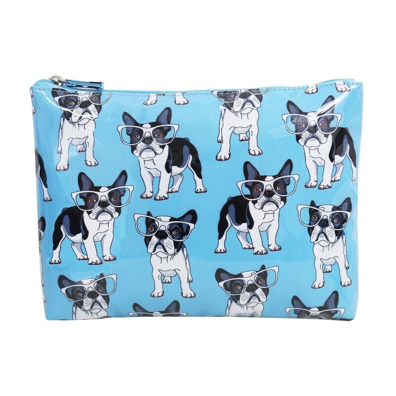 WS French Bulldog Blue Extra Large Flat Bag No Front Zipper