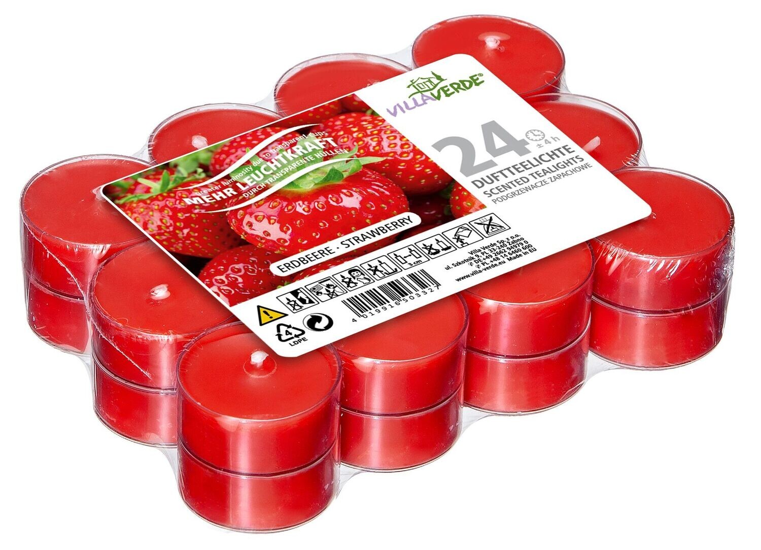 Duftteelichter 24er Erdbeere