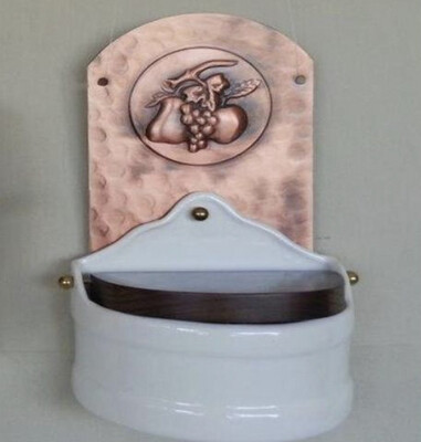 Porta sale in rame e ceramica
