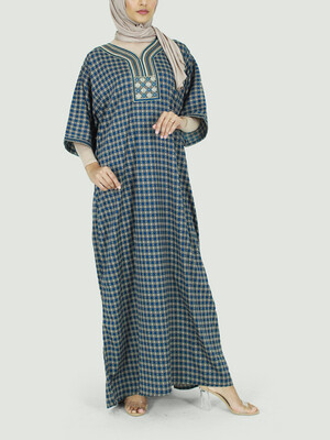 KAFTANS - BLUE/BEIGE FLOWER LINES KAFTANS - BLUE/BEIGE FLOWER LINES