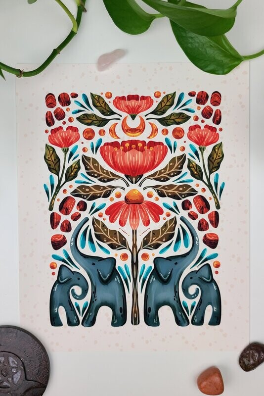 Elephants Among the Flowers