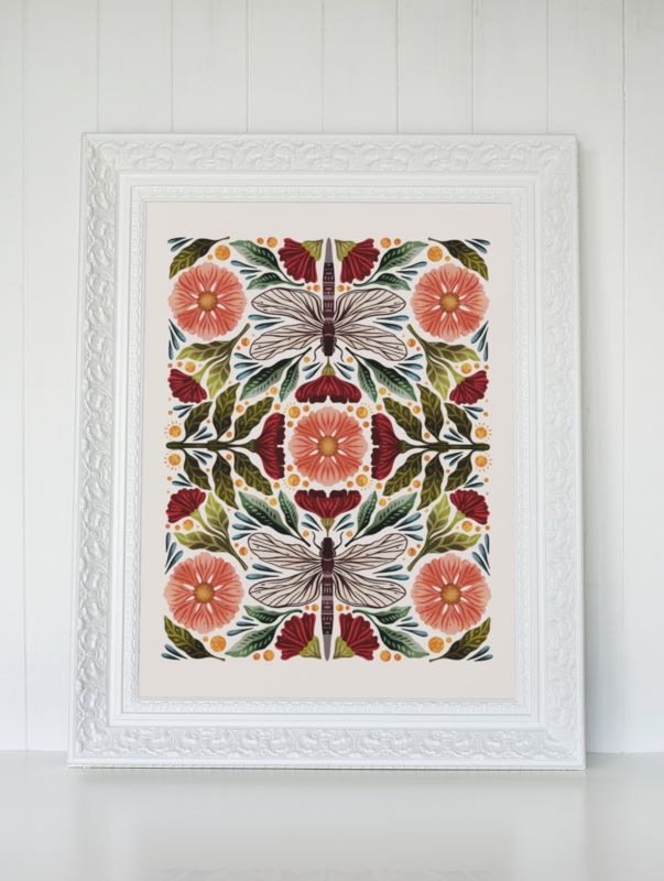 Dragonfly Floral Garden