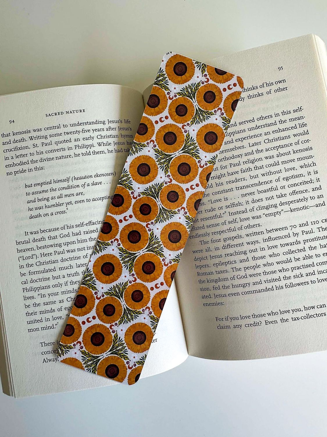 Sunflower Patterned Bookmark