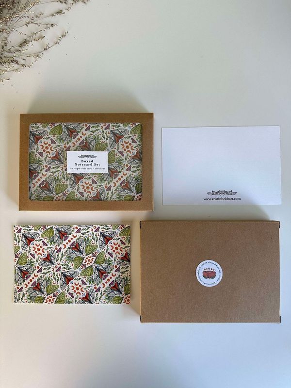 Moth Patterned Notecard Boxed Set