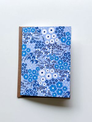 Busy Blue Floral Patterned Card