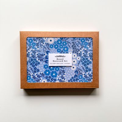 Busy Blue Florals Notecard Boxed Set