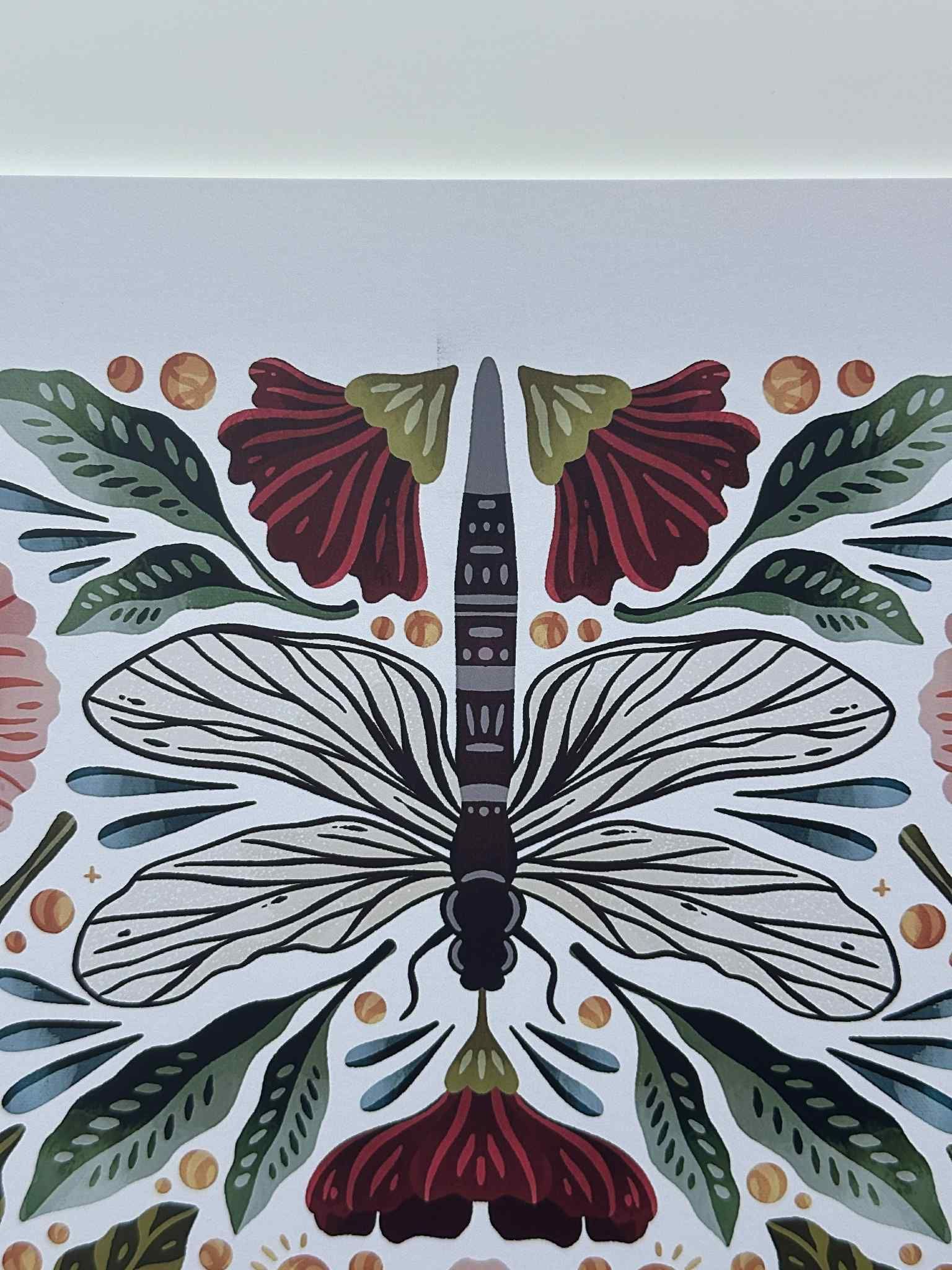 Dragonfly Floral Garden 11x14 | B Grade