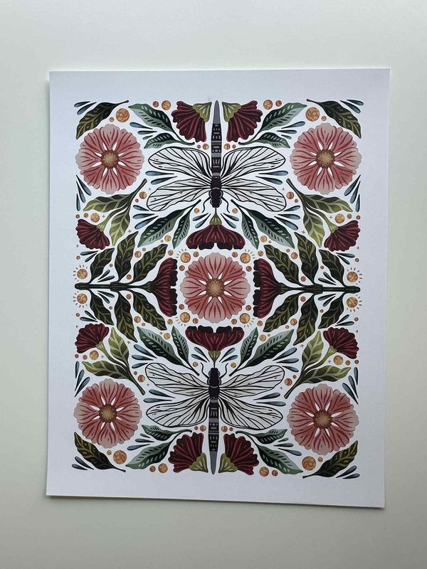 Dragonfly Floral Garden 11x14 | B Grade Dragonfly Floral Garden 11x14 | B Grade