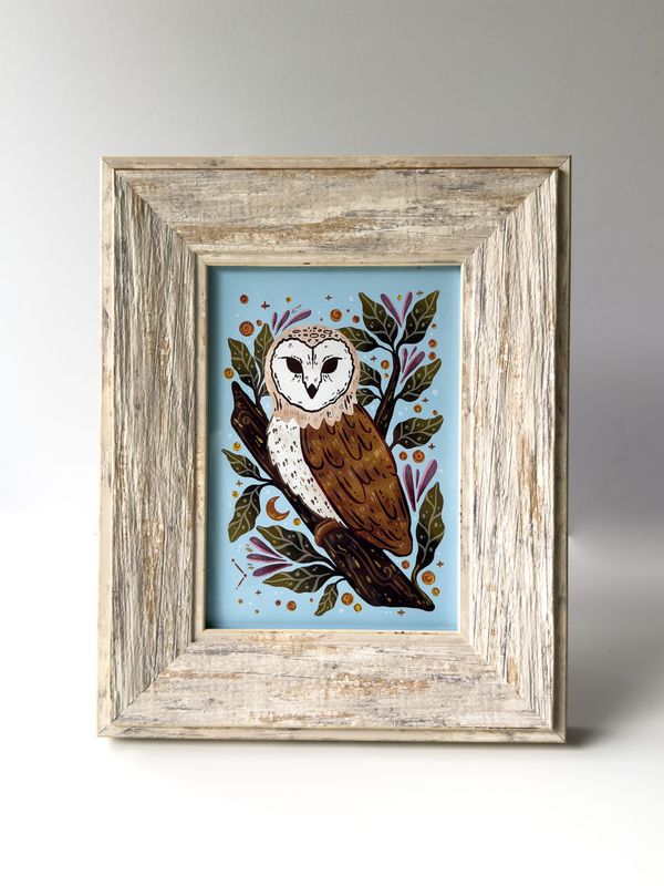 Original Framed 5x7 Owl
