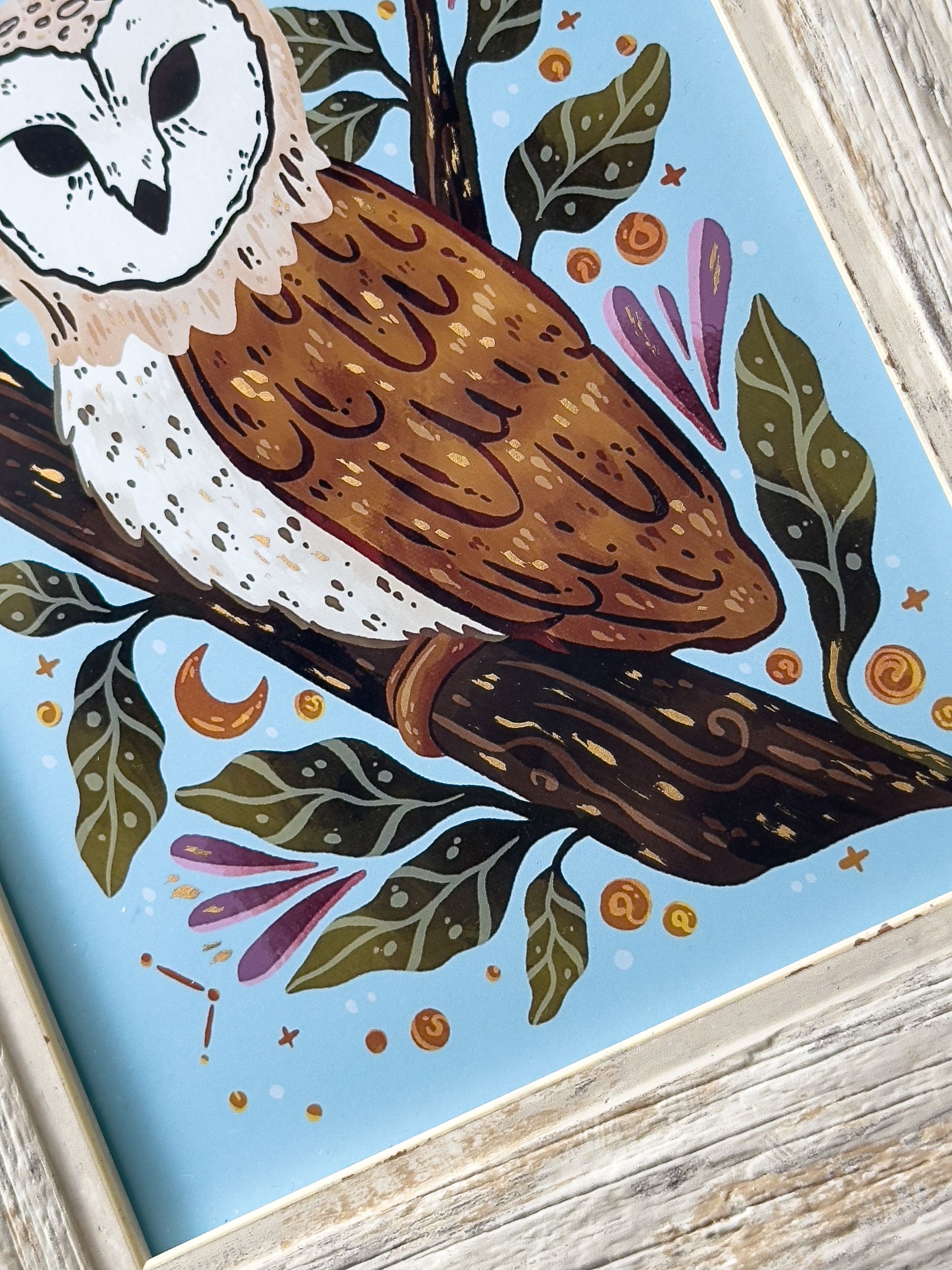 Original Framed 5x7 Owl