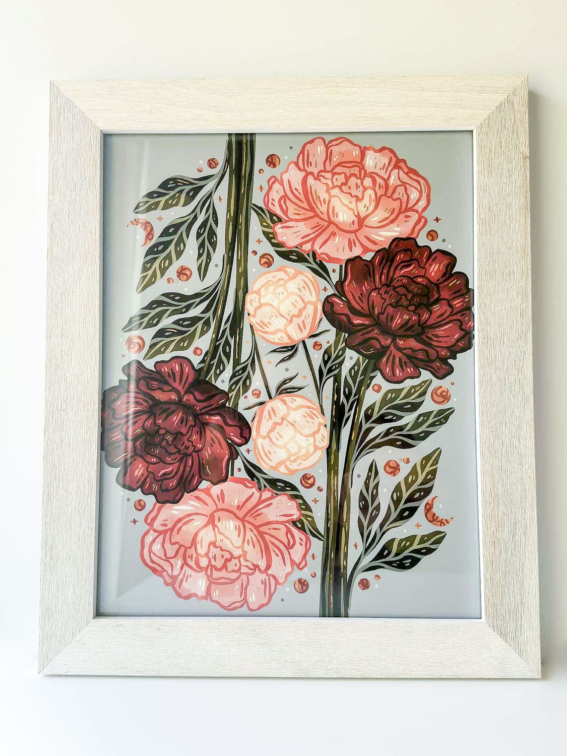 Original Framed 11x14 Peony Garden