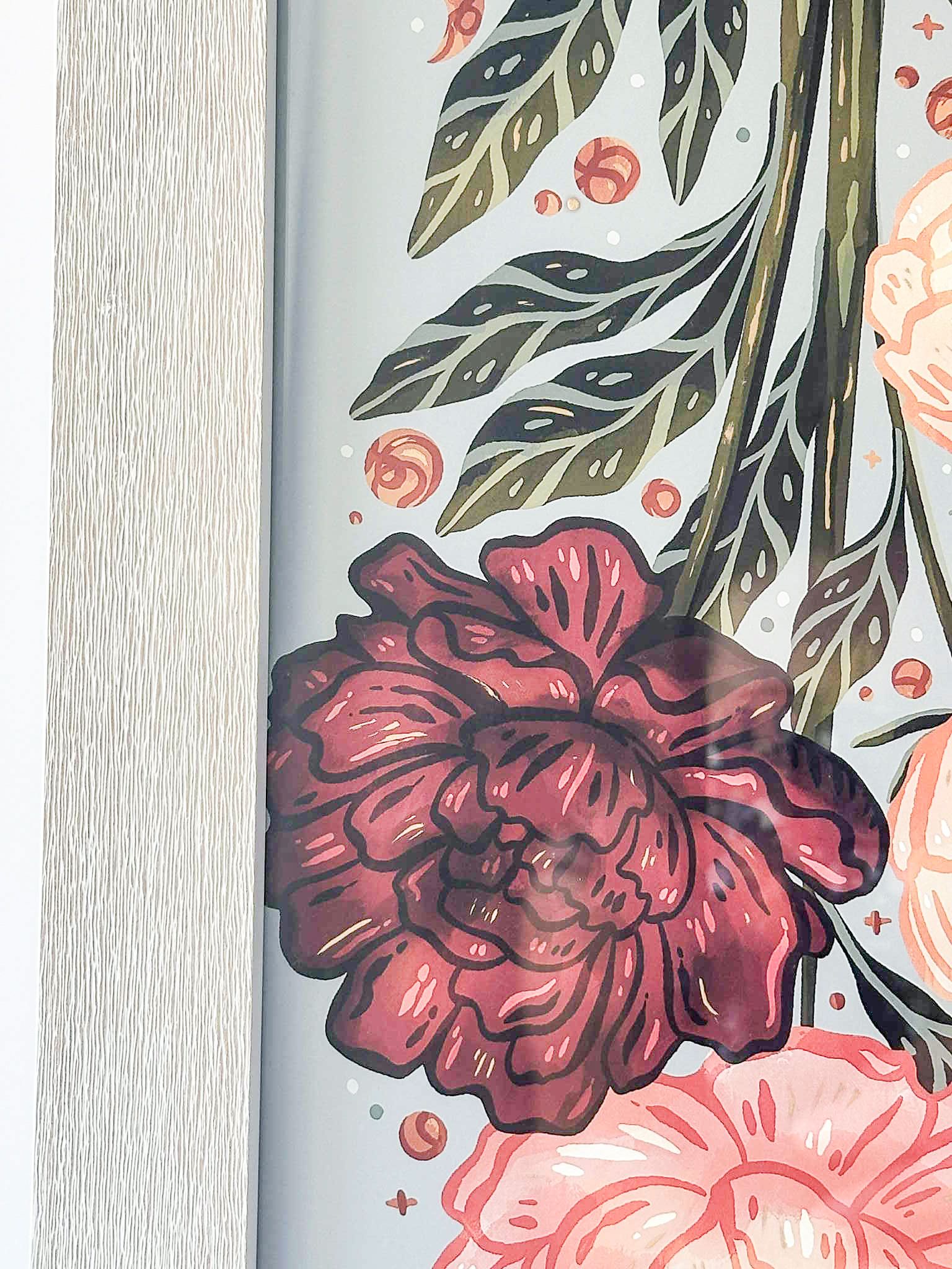 Original Framed 11x14 Peony Garden