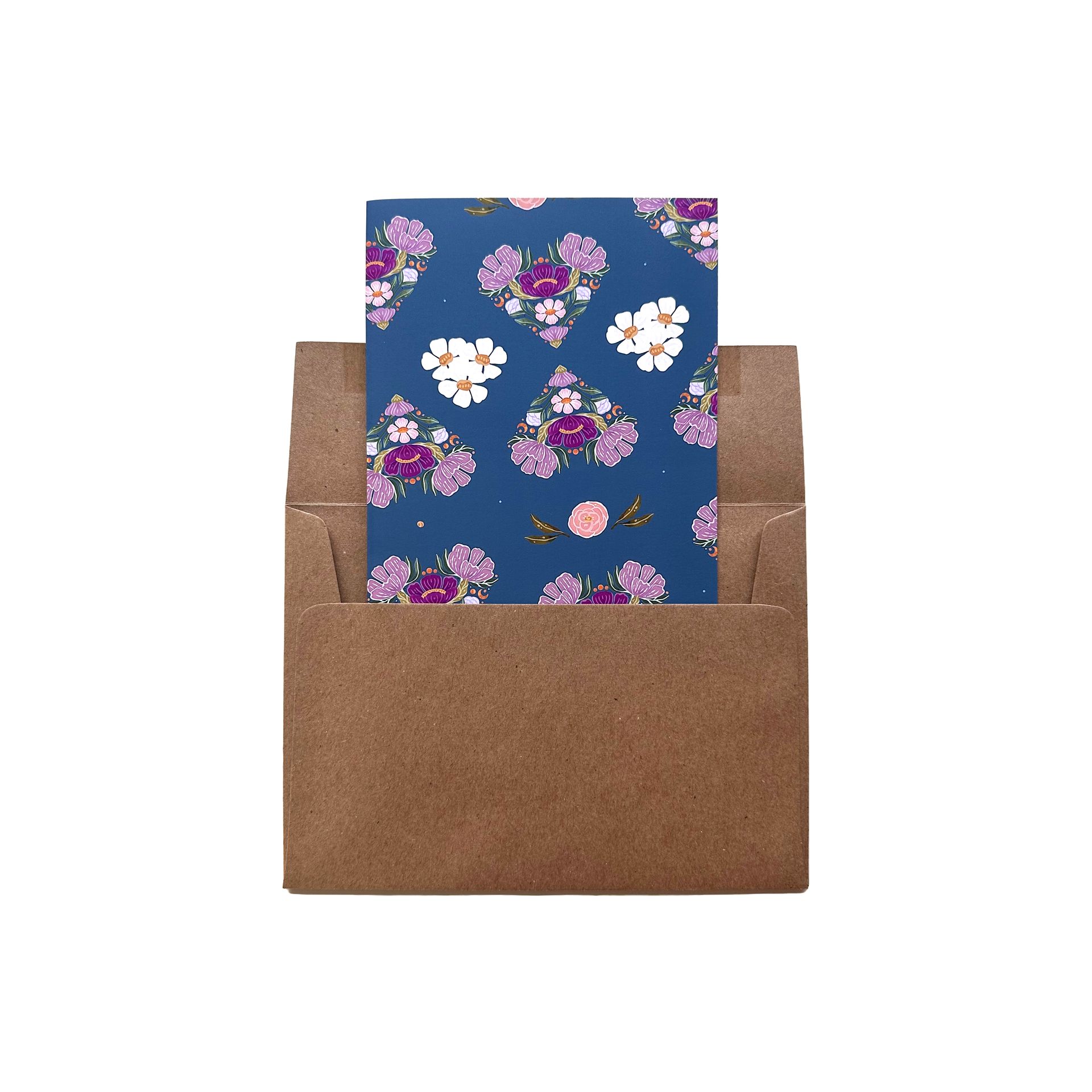 Navy Floral Patterned Card