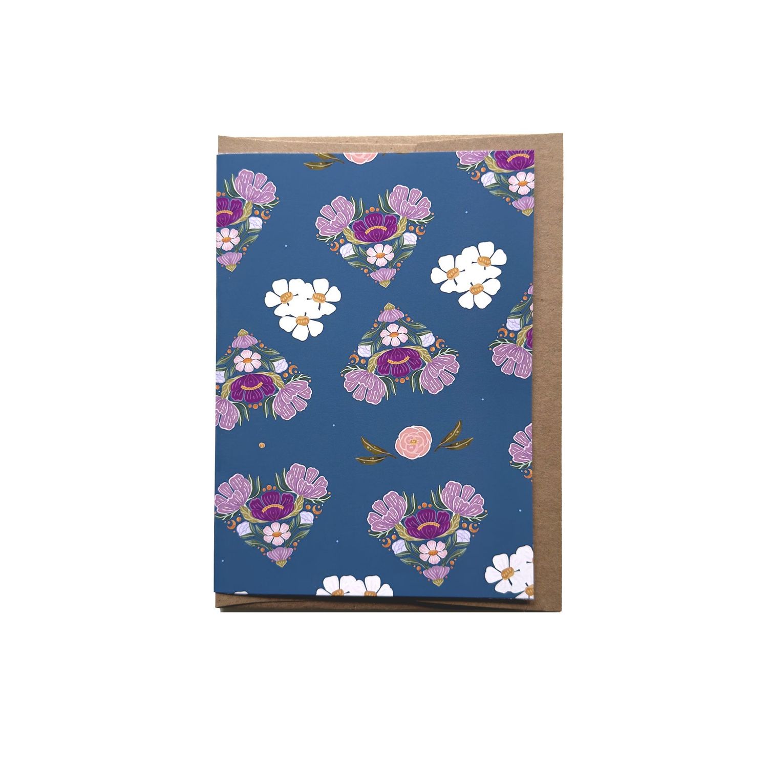Navy Floral Patterned Card
