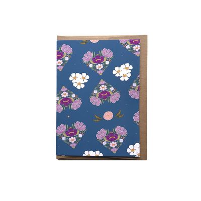 Navy Floral Patterned Card