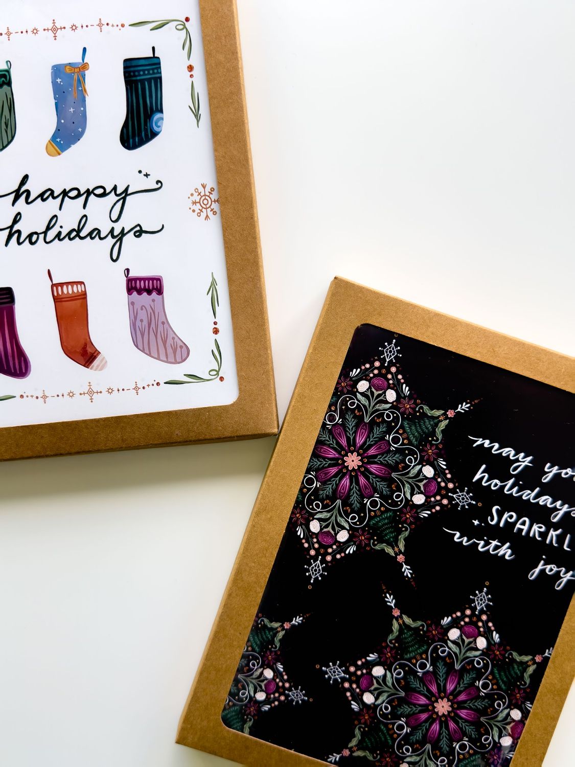 Pink and White Holiday Boxed Card Set