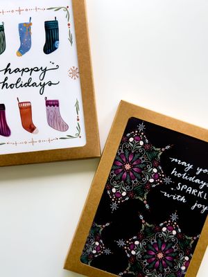 Pink and White Holiday Boxed Card Set