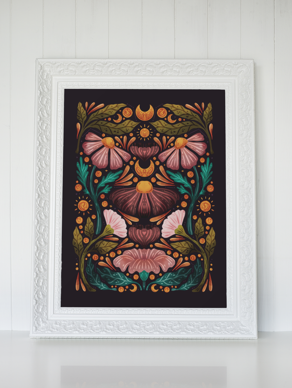 Midnight Florals Art Print