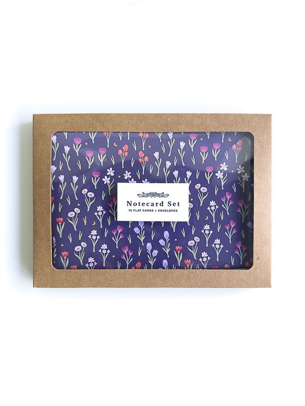 Purple Floral Garden Notecard Boxed Set Purple Floral Garden Notecard Boxed Set