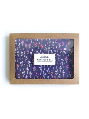 Purple Floral Garden Notecard Boxed Set