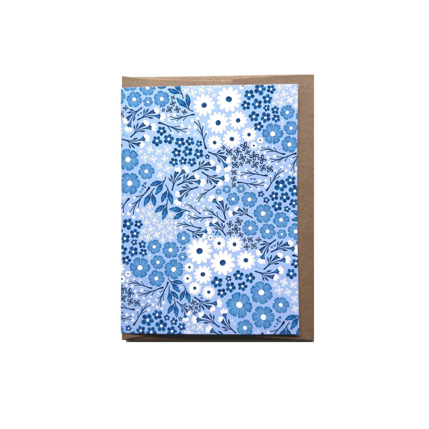 Busy Blue Floral Patterned Card