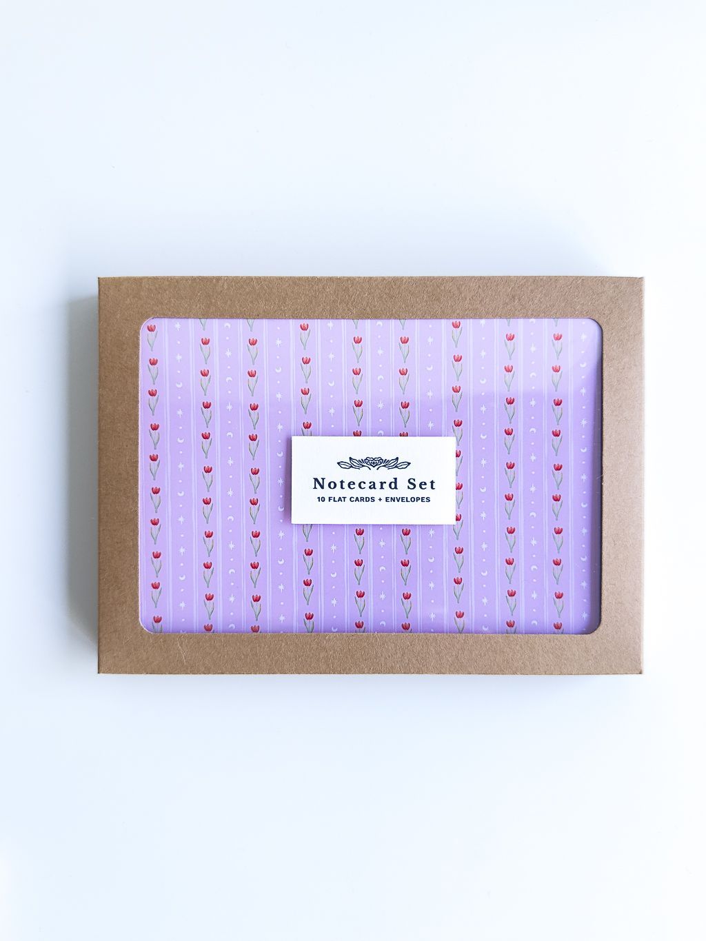 Pink Floral Stripes Notecard Boxed Set