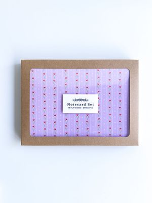 Pink Floral Stripes Notecard Boxed Set