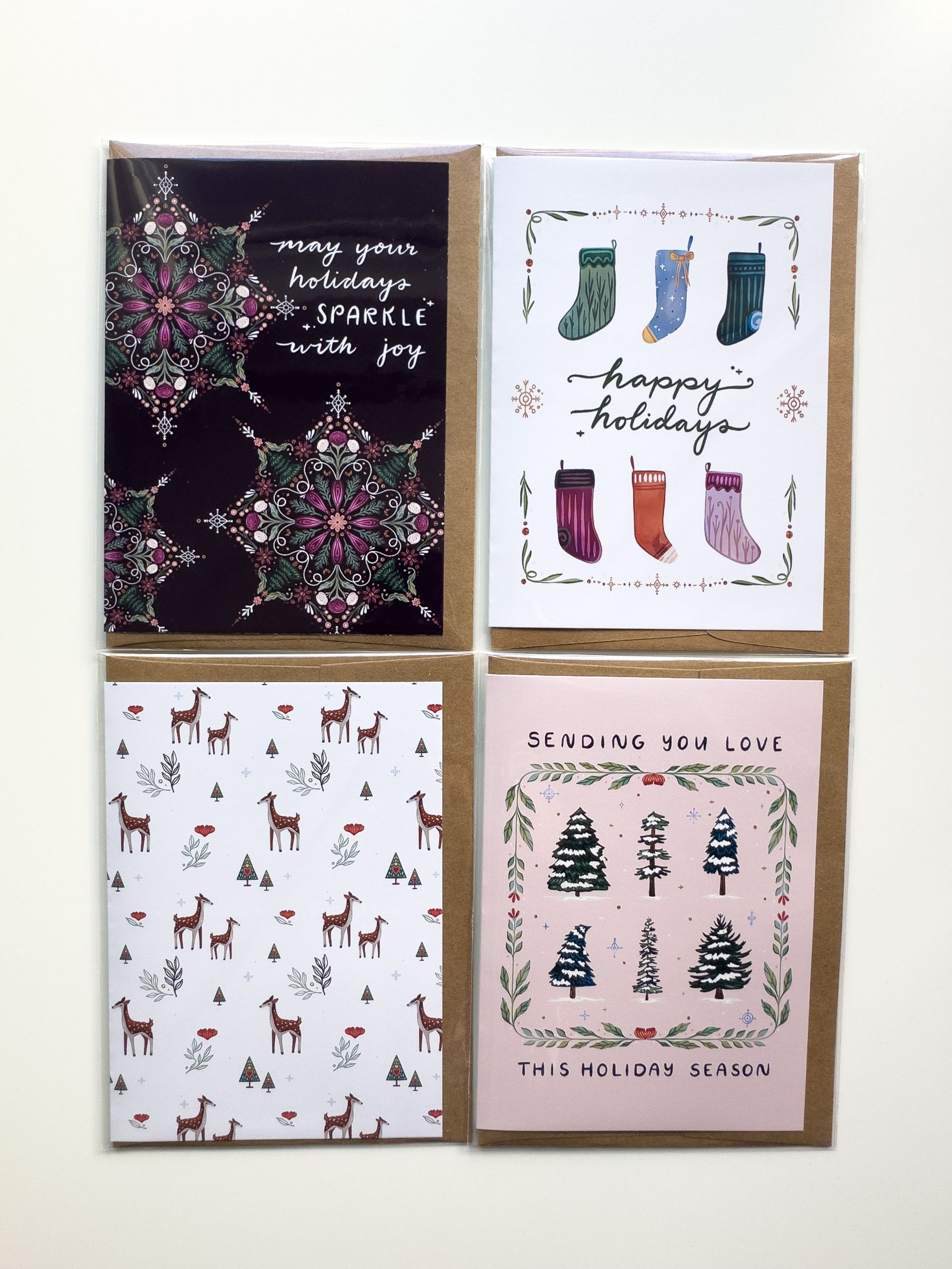 Pink and White Holiday Boxed Card Set