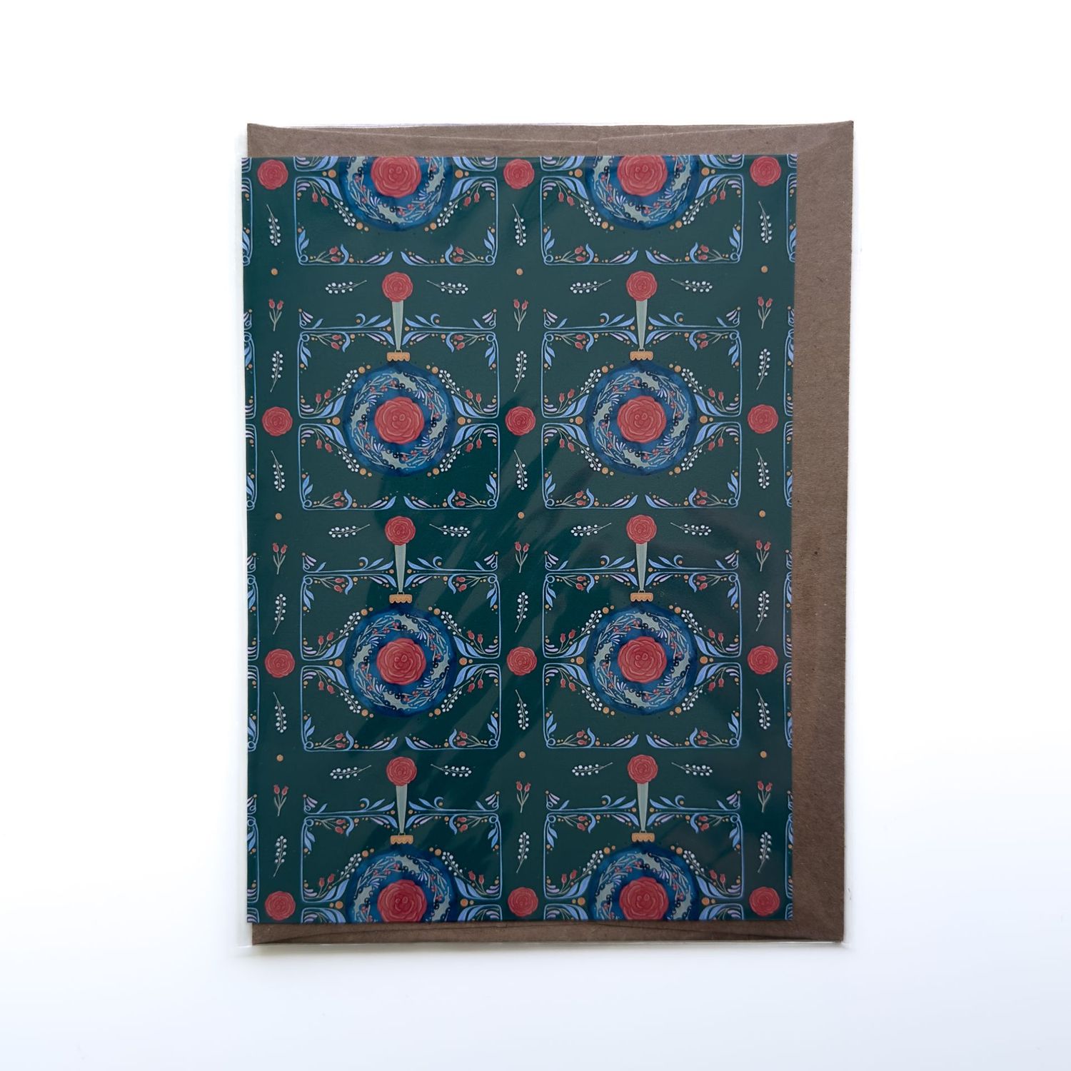 Scandinavian Green Ornament Greeting Card