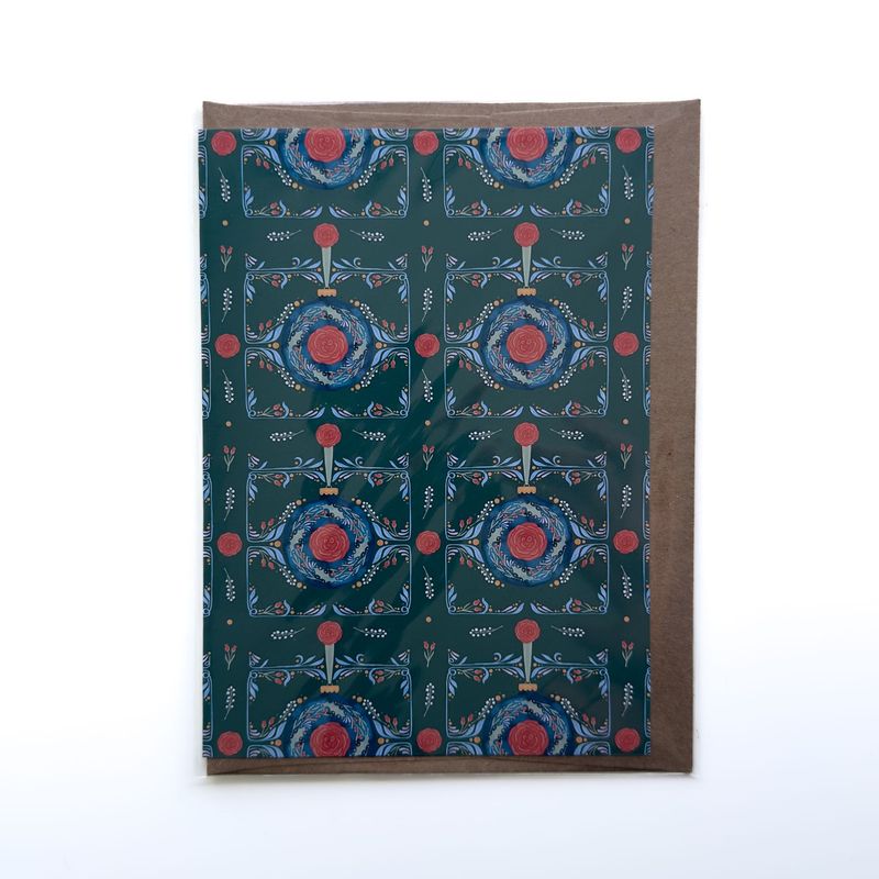 Scandinavian Green Ornament Greeting Card
