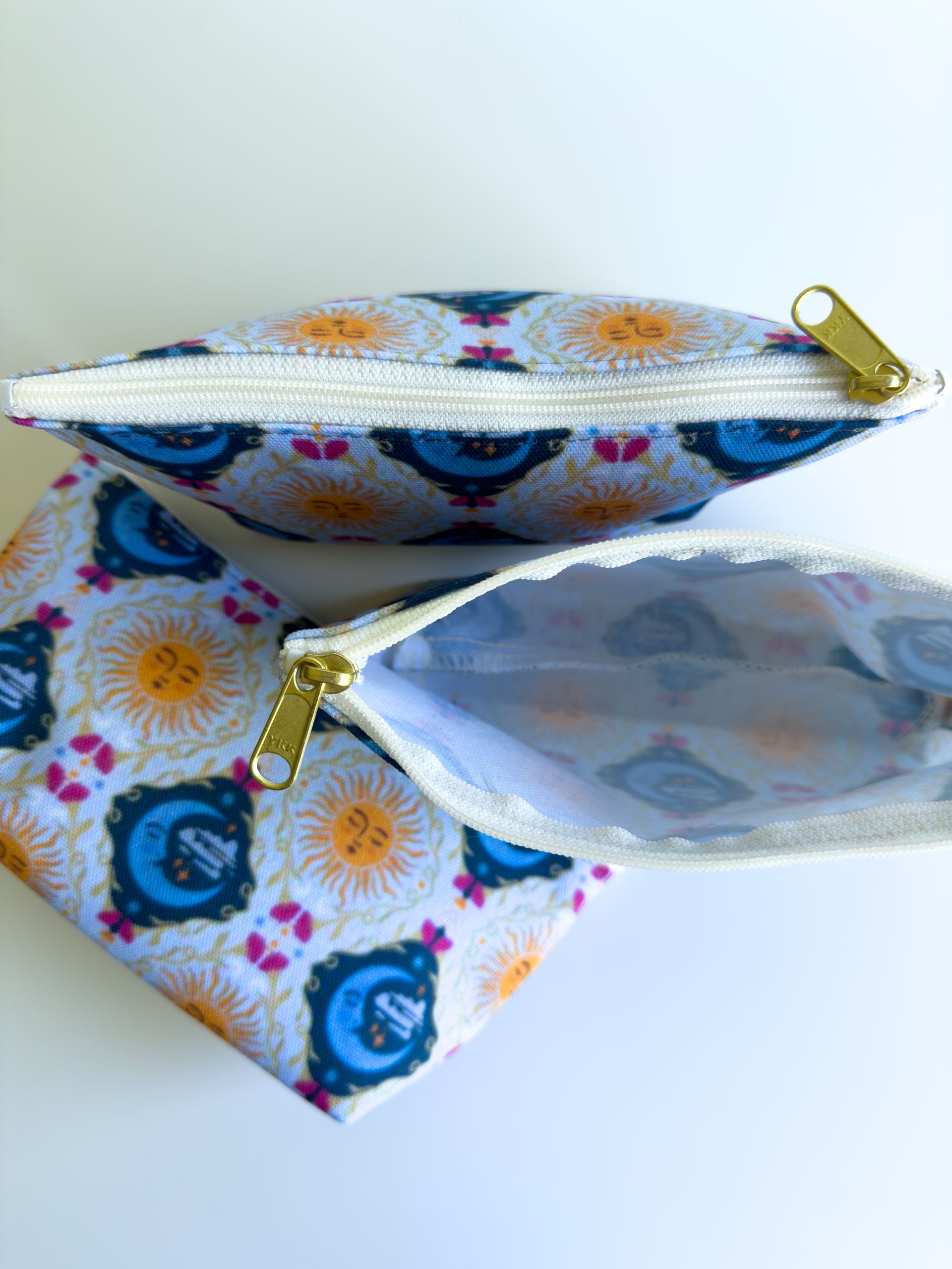 Moon and Sun Harlequin Style Pattern Accessory Pouch