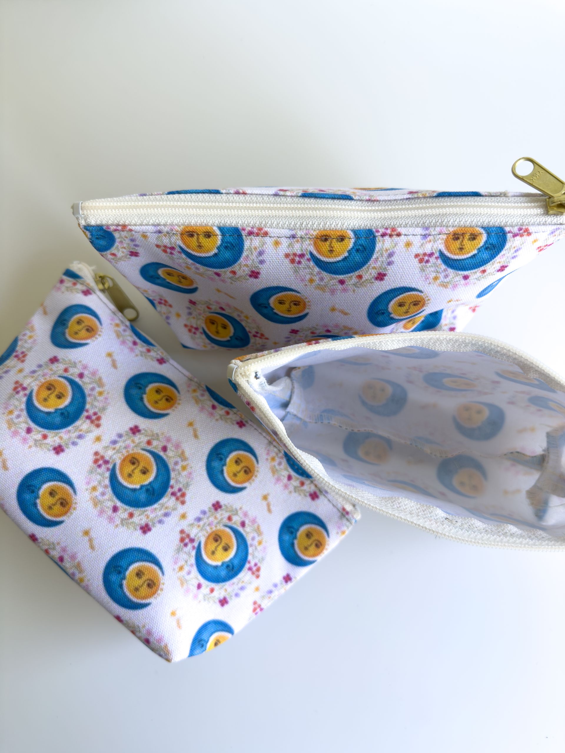 Floral Sun and Moon Accessory Pouch