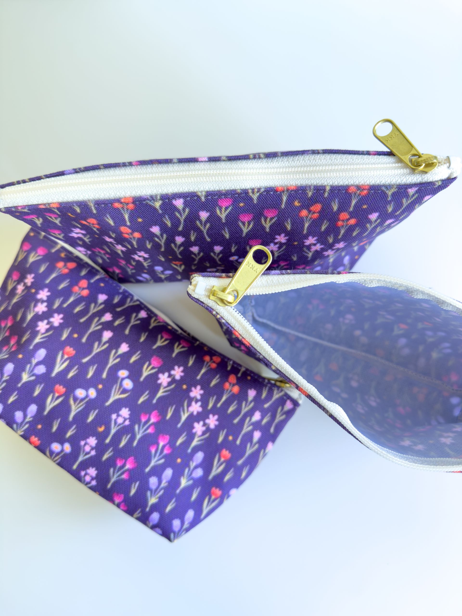 Purple Flower Field Pattern Accessory Pouch