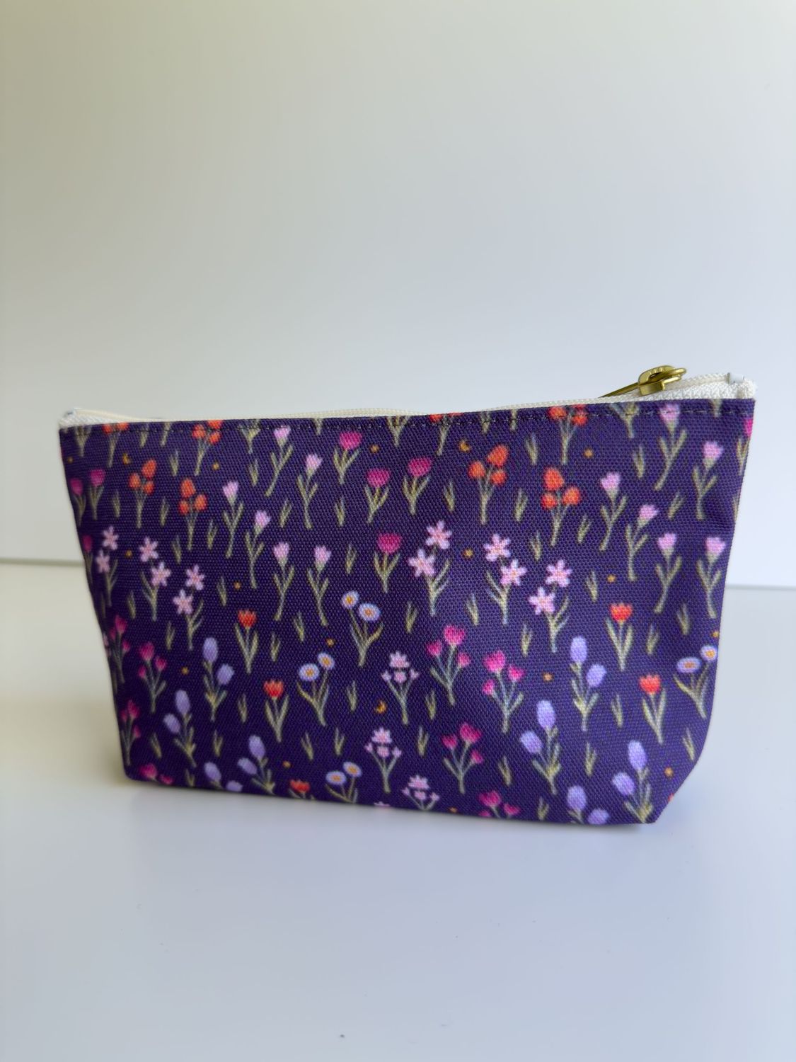 Purple Flower Field Pattern Accessory Pouch Purple Flower Field Pattern Accessory Pouch