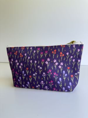 Purple Flower Field Pattern Accessory Pouch Purple Flower Field Pattern Accessory Pouch