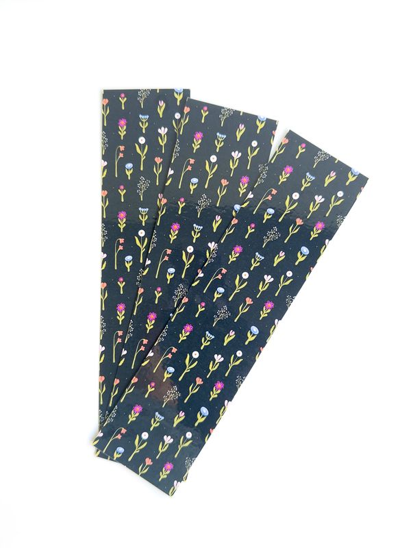 Black Flower Field Patterned Bookmark