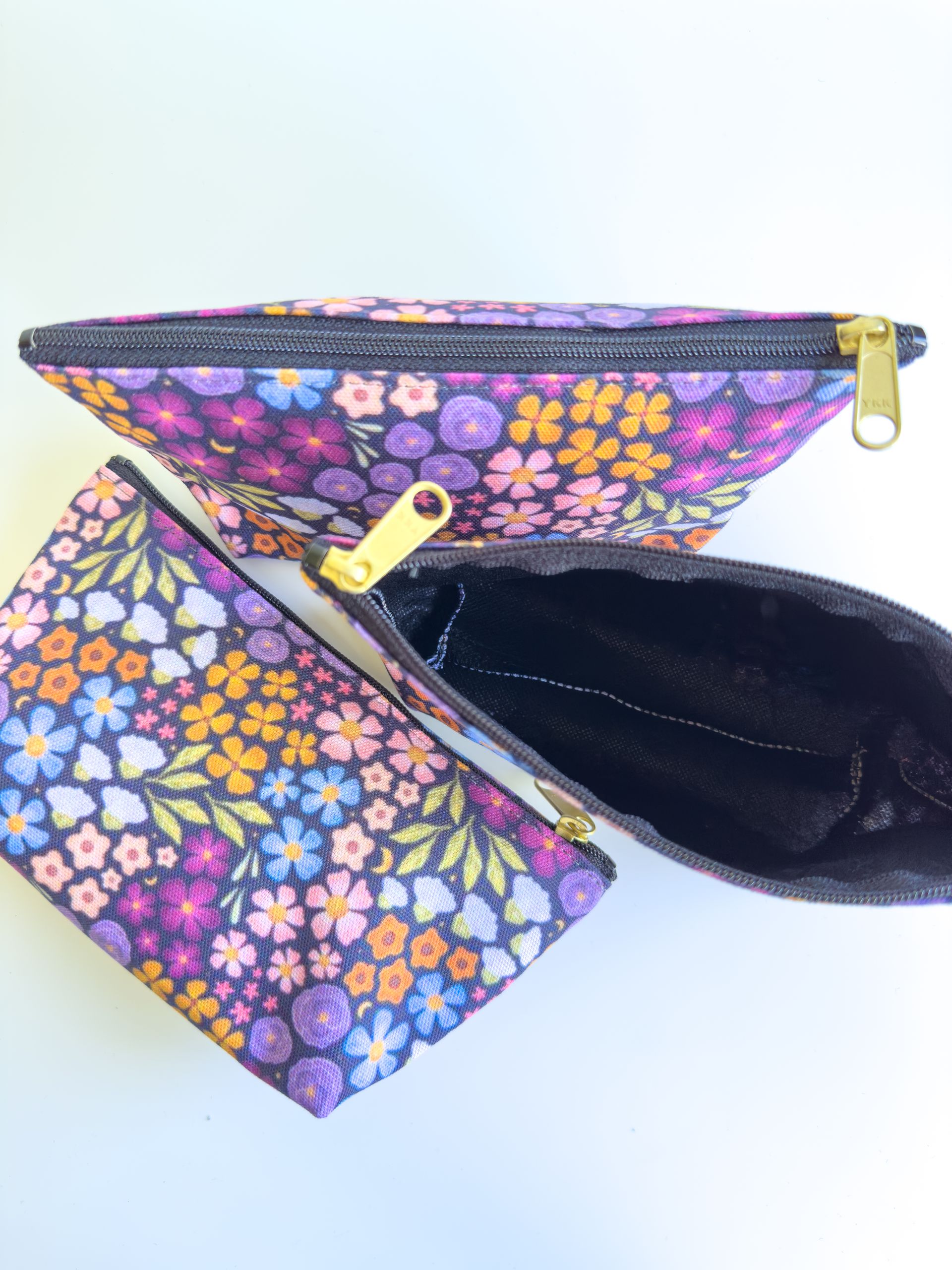 Dark Busy Flower Accessory Pouch