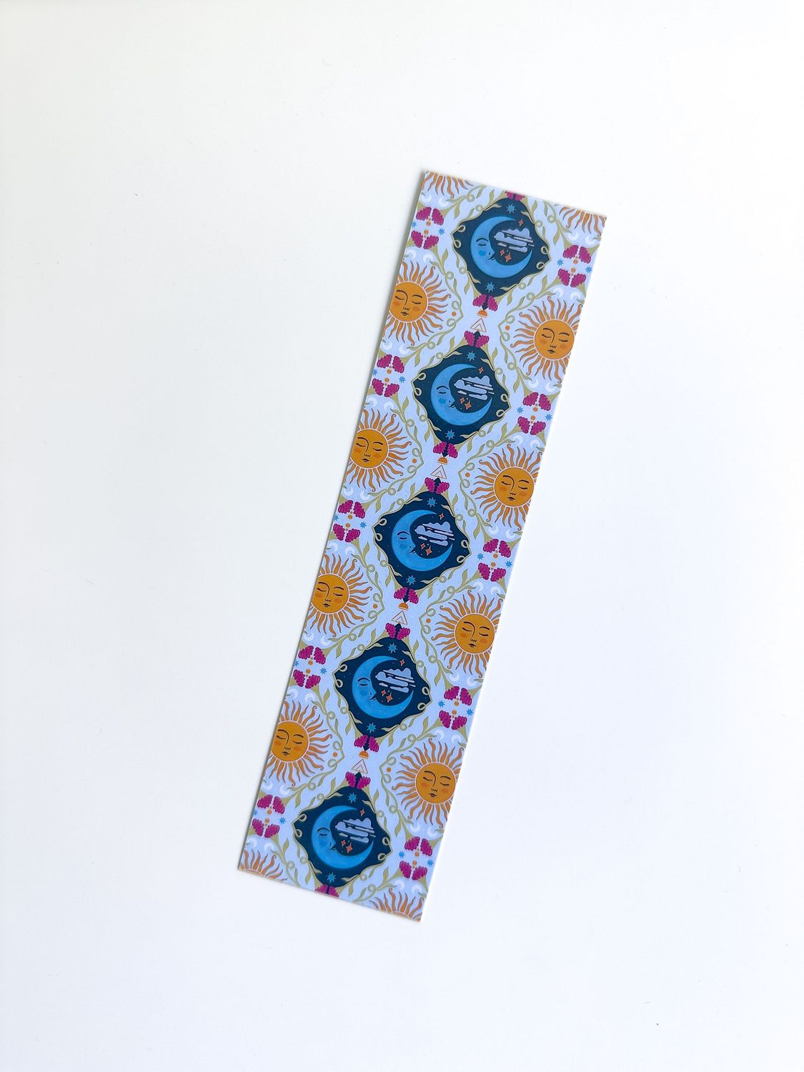 Moon and Floral Diamond Patterned Bookmark