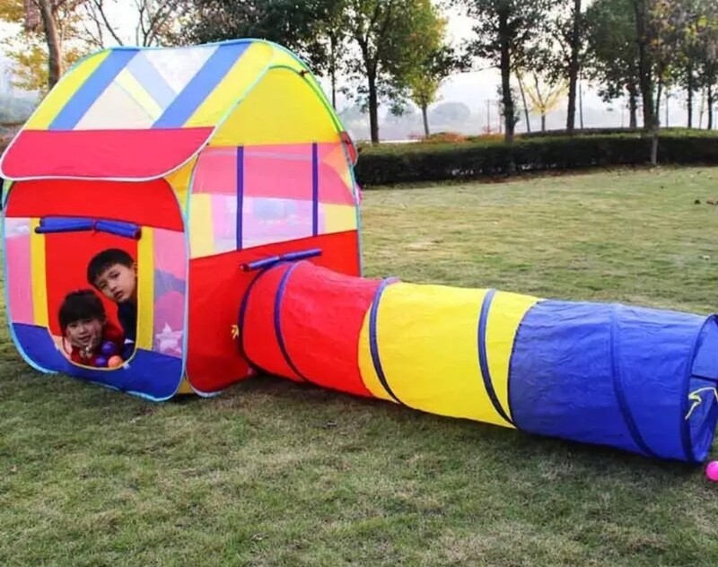 Children play tent with attached tunnel