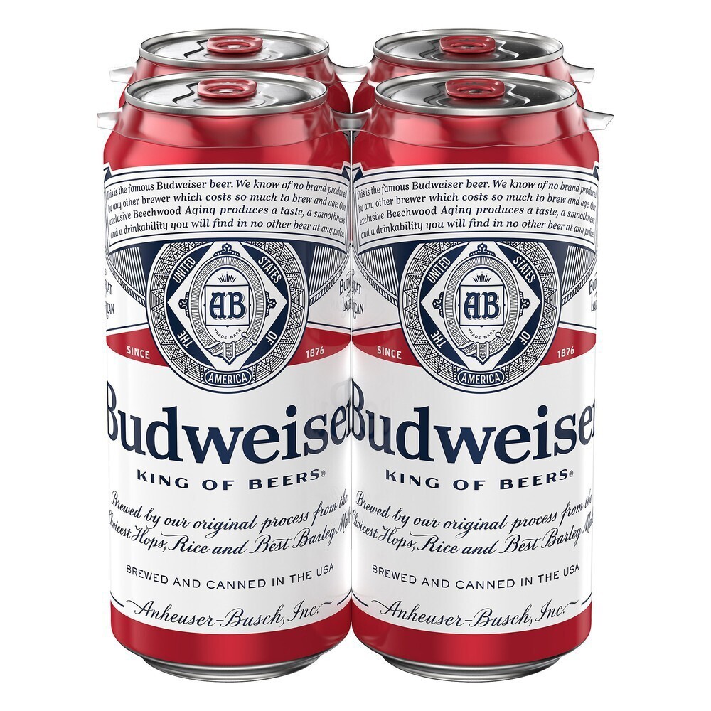 BUDWEISER CERVEZA 16 FL OZ - LATA 4 PACK