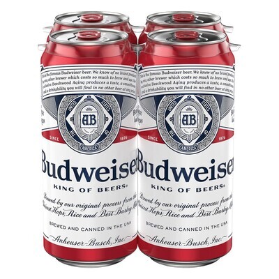 BUDWEISER CERVEZA 16 FL OZ - LATA 4 PACK