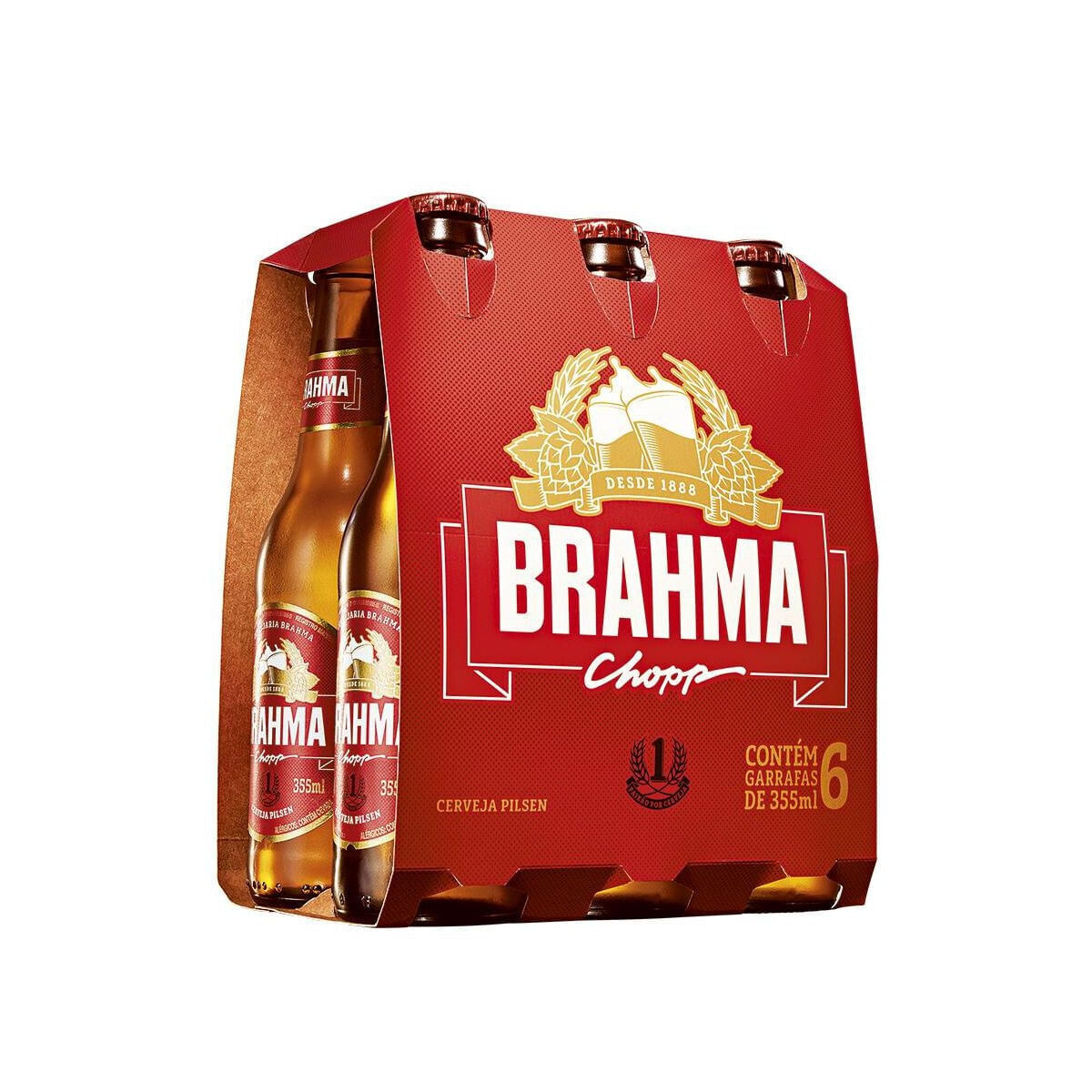 BRAHMA CHOPP CERVEJA 12 FL OZ BOT 6 PCK