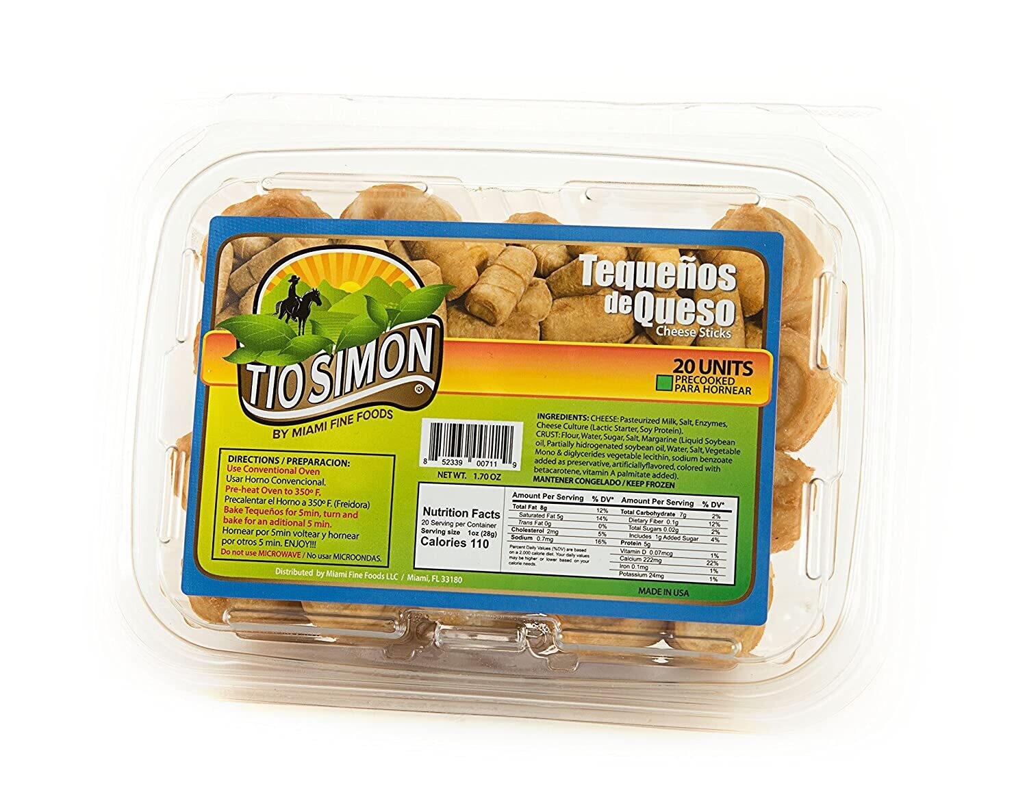 TIO SOL TEQUENOS QUESO PRECKD 20 UNID