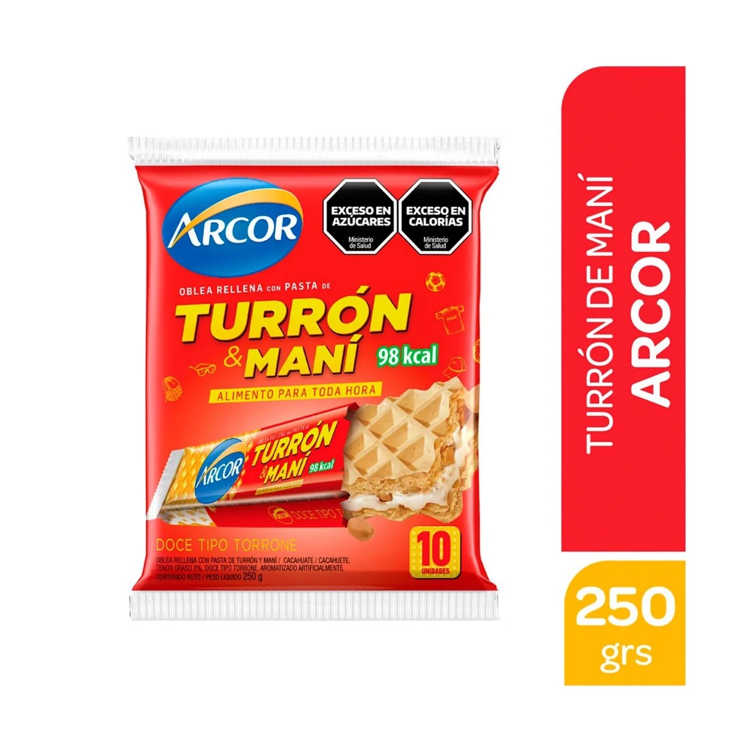 ARCOR OBLEA C/ TURRON Y MANI 10 UNITS 250 GR