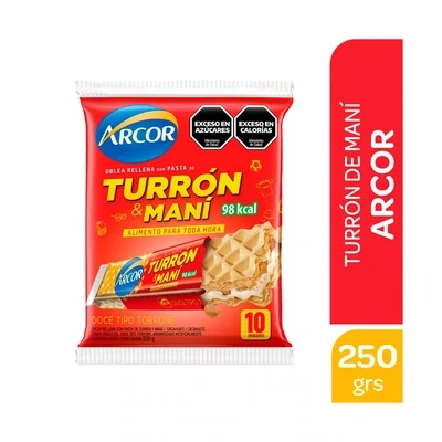 ARCOR OBLEA C/ TURRON Y MANI 10 UNITS 250 GR