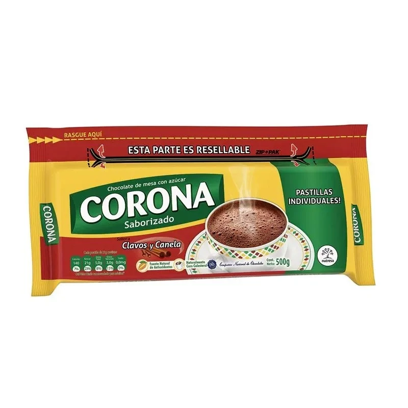 CORONA CHOCOLATE CLAVOS CANELA RESEL 500 GR